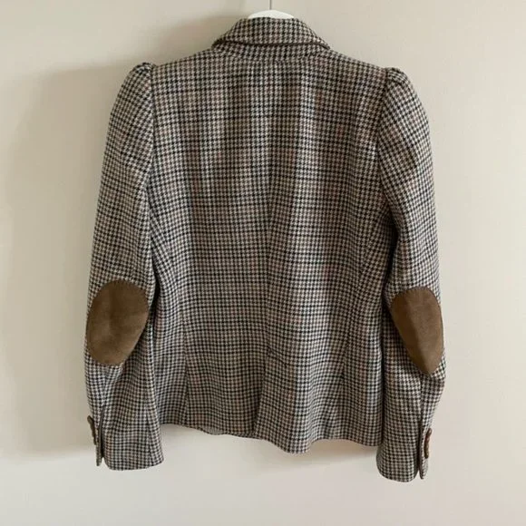 Zara Double Breasted Houndstooth Blazer Size Small - Dark Academia Aesthetic - Picture 2 of 12